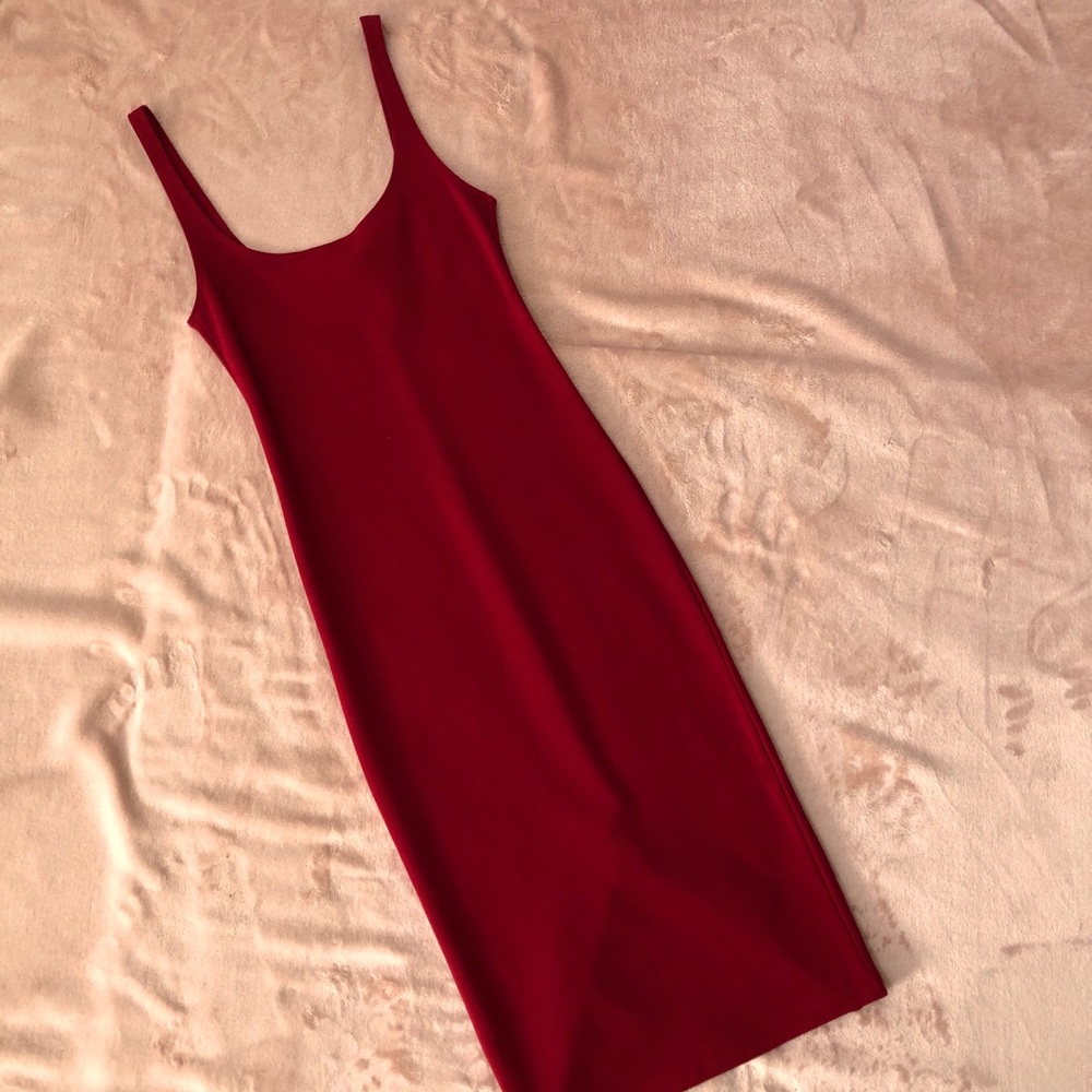Red Bodycon scoop neck Dress